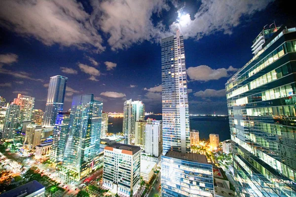 Miami März 2018 Stadt Straßen Luftaufnahme Der Nacht Miami Zieht — Stockfoto