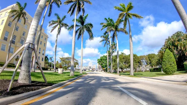 Palm Beach Abril 2018 Tráfico Por Las Calles Ciudad Palm — Foto de Stock