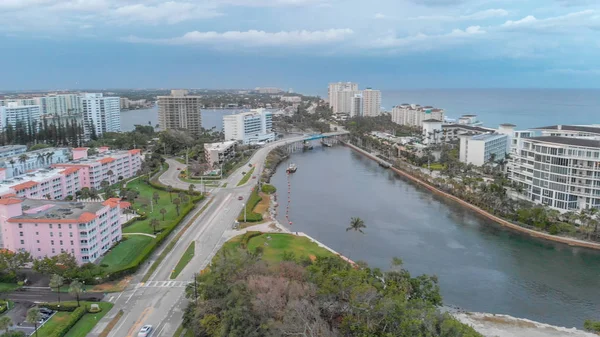 Aerial View Boca Raton Oceanfront Sunset Florida — Stock Photo, Image