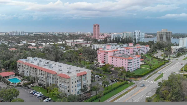 Vista Aérea Los Edificios Boca Ratón Atardecer Florida — Foto de Stock