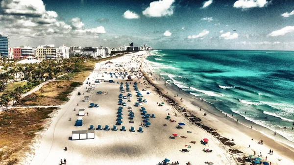 Plaży South Pointe Miami Beach Florda Lotu Ptaka — Zdjęcie stockowe