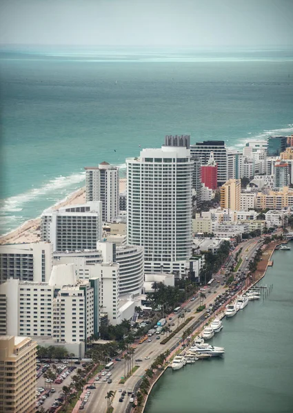 Luchtfoto Van Miami Beach Skyline Gebouwen — Stockfoto