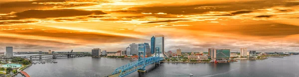 Panorama Flygfoto Över Jacksonville Solnedgången Florida — Stockfoto
