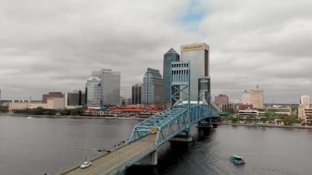 Amazing Zonsondergang Luchtfoto Skyline Van Jacksonville Video — Stockvideo