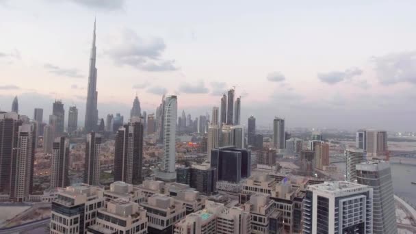 Widok Lotu Ptaka Dubai Downtown Wieżowców Zea Wideo — Wideo stockowe