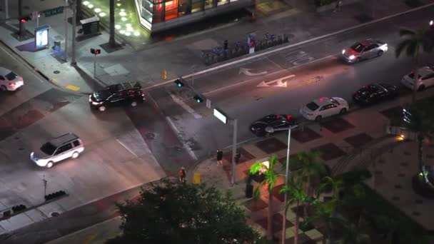 Vista Nocturna Los Rascacielos Del Centro Miami Florida Vídeo — Vídeos de Stock