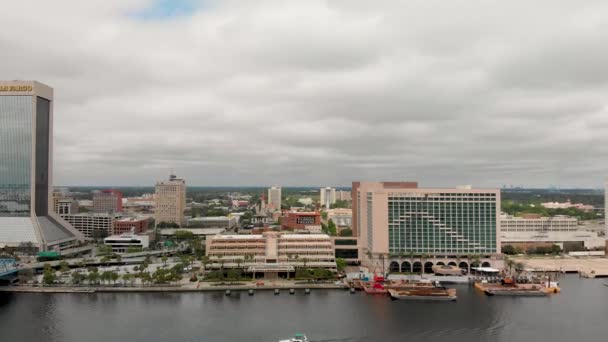 Fantastisk Solnedgång Antenn Skyline Jacksonville Video — Stockvideo