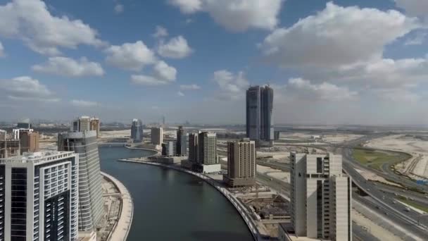 Vista Aérea Los Rascacielos Del Centro Dubai Emiratos Árabes Unidos — Vídeo de stock