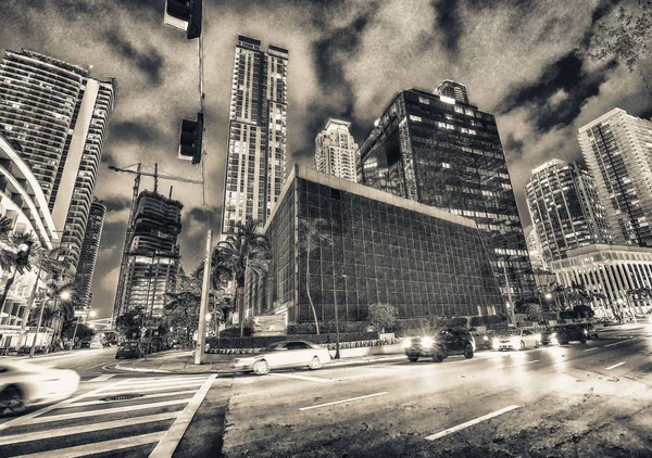 Downtown Miami City Traffic Night Florida — Stock Photo, Image