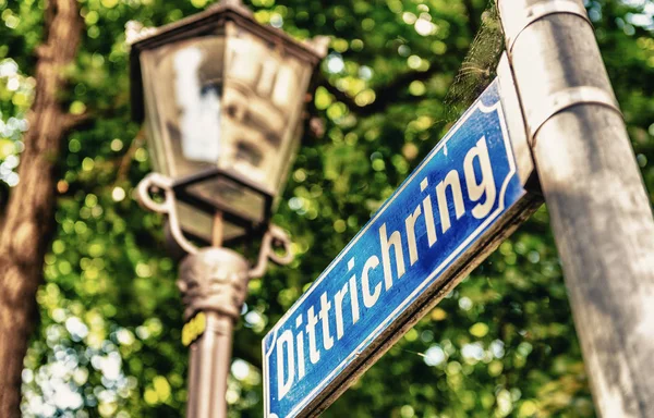 Dittrichring Verkeersbord Leipzig Duitsland Weg Beroemd Vanwege Het Hoofdkantoor Van — Stockfoto