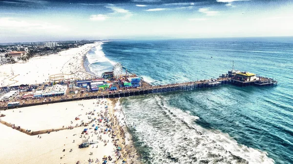 Santa Monica Kıyı Şeridi California Havadan Görünümü — Stok fotoğraf