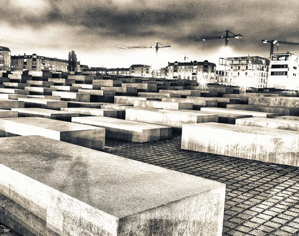 Olocaust Gedenkteken Berlijn Nachts Duitsland — Stockfoto