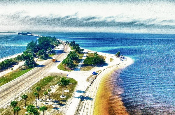 Beautiful Aerial View Sanibel Causeway Florida Usa — Stock Photo, Image