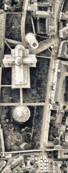 Plein Van Wonderen Pisa Met Omliggende Huizen Luchtfoto Overhead Uitzicht — Stockfoto