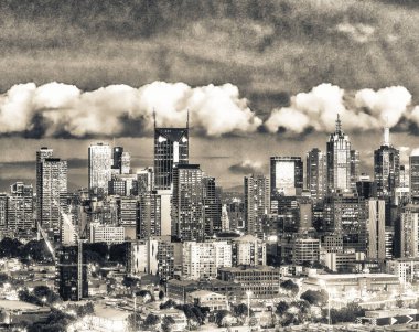 Melbourne gece manzarası, Victoria - Avustralya.