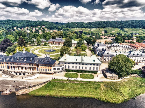 Вид Воздуха Замок Пиллниц Саксония Германия — стоковое фото