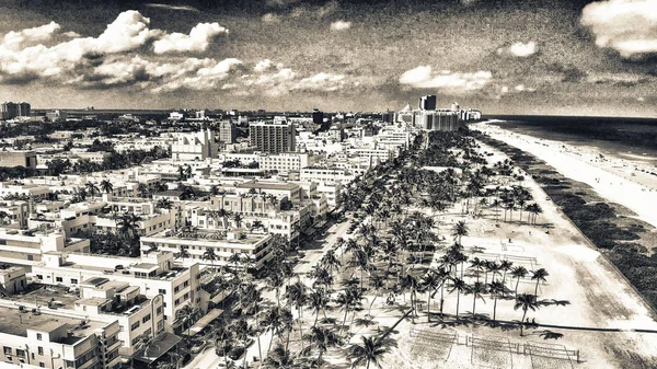 Aerial View Miami South Beach Ocean Drive Beautiful Day — Stock Photo, Image