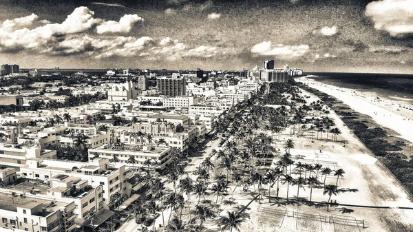 Vista Aérea Miami South Beach Ocean Drive Hermoso Día — Foto de Stock