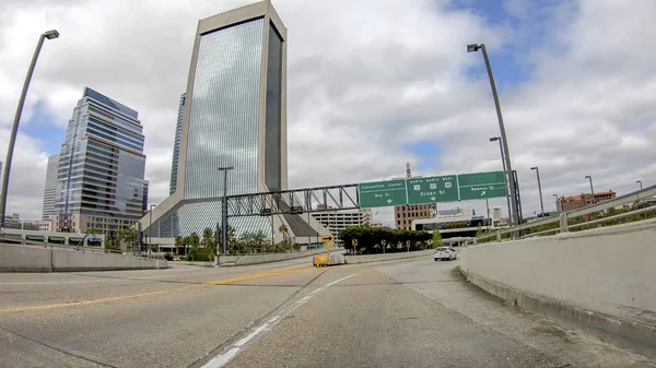 Hauptstraßenbrücke Von Einem Fahrenden Auto Aus Gesehen Jacksonville Florida Usa — Stockfoto