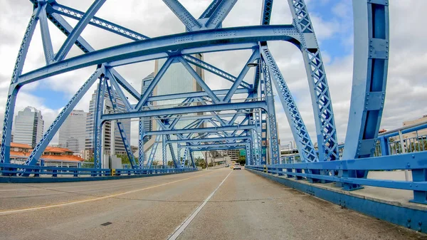 Jacksonville Abril 2018 Main Street Bridge Visto Desde Automóvil Movimiento —  Fotos de Stock