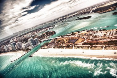 Miami Beach coastline and Haulover Park as seen from helicopter clipart