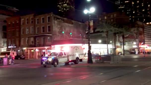 New Orleans February 2016 City Streets Night New Orleans Attracts — Stock Video