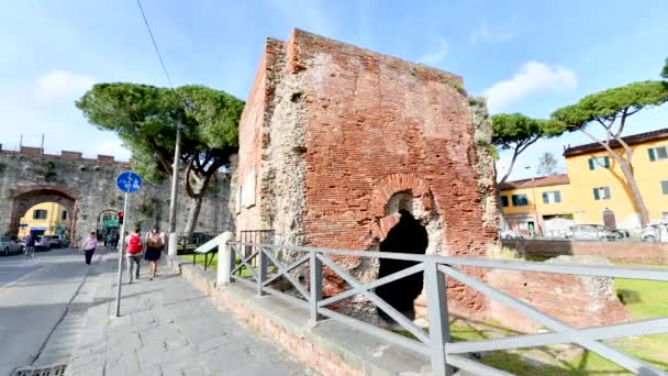 Πίζα Ιταλία Απριλίου 2018 Όμορφη Θέα Των Λουτρών Του Νέρωνα — Αρχείο Βίντεο