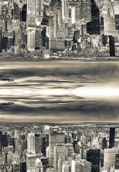 Abstrakt Surrealistiskt Upside Utsikt Över Stadssilhuetten Sci Konceptet — Stockfoto