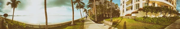 Miami Mars 2018 Brickell Key Panoramautsikt Vid Soluppgången Miami Lockar — Stockfoto