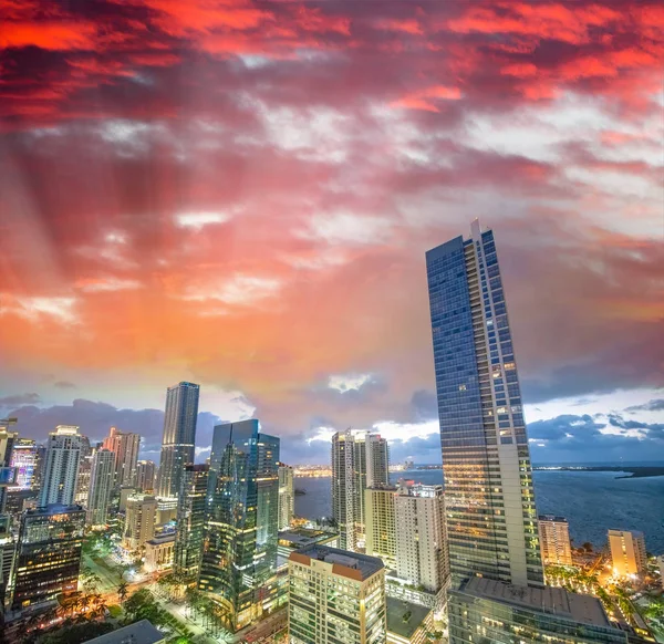 Atemberaubende Skyline Der Innenstadt Von Miami Bei Sonnenaufgang Florida — Stockfoto