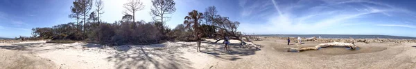 Jekyll Island 2018 Április Turisták Élvezhetik Híres Strandtól Panorámás Kilátással — Stock Fotó