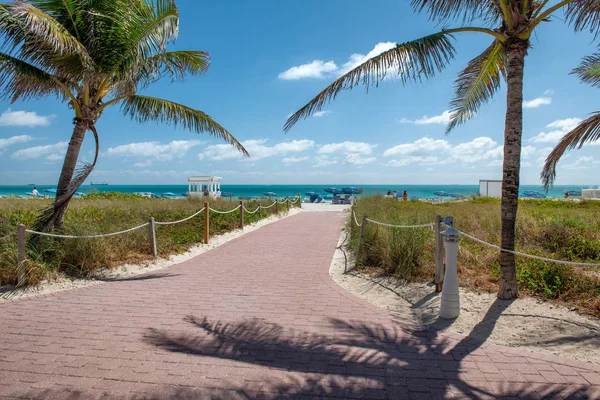 Frente Mar Miami Beach Acesso Mar — Fotografia de Stock