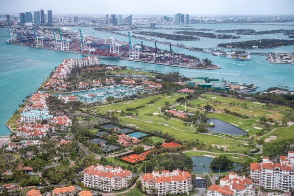 Luchtfoto Van Skyline Fisher Island Miami Florida Usa — Stockfoto