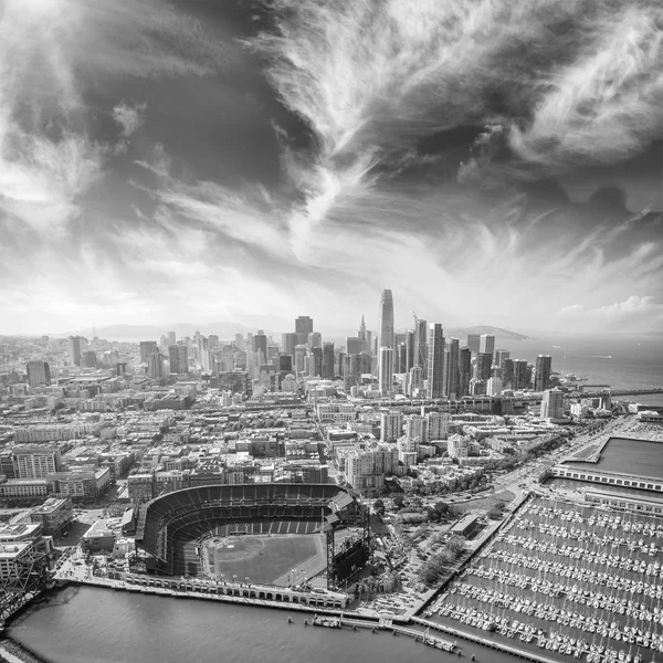 Vue Aérienne Imprenable Sur Stade Port Les Toits San Francisco — Photo