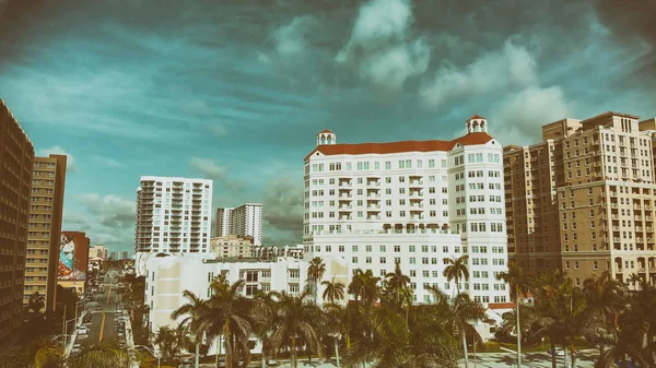 Lotnicze Panoramiczne Panoramę Budynków West Palm Beach Miasto Przyciąga Turystów — Zdjęcie stockowe