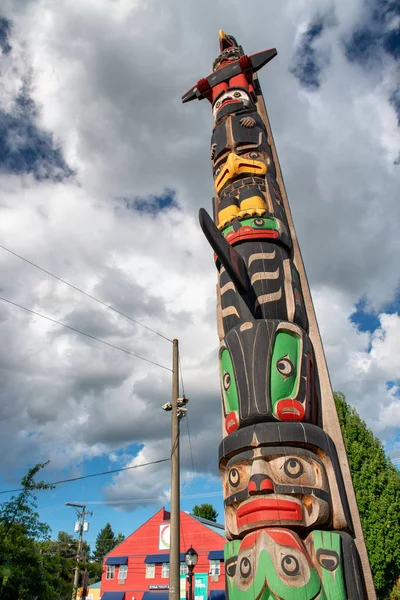 Duncan Canada August 2017 City Totems Blue Sky Duncan Famous — Stock Photo, Image