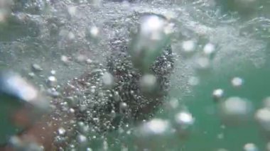 Adam sahilde dalış. Splash su.