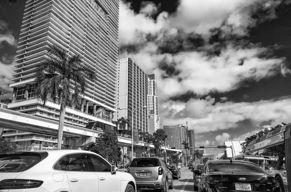 Miami March 2018 Traffic Downtown Beautiful Day Miami Attracts Million — Stock Photo, Image