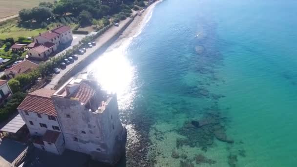 Vista Aérea Costa Playa Toscana Italia Vídeo — Vídeos de Stock