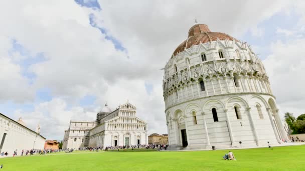 Baptisterium Van Pisa Zonnige Dag Plein Van Wonderen Italië — Stockvideo