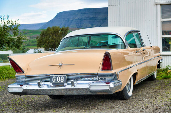 MOSFELLSDALUR, ICELAND - JULY 30, 2019: Old vintage Lincoln auto