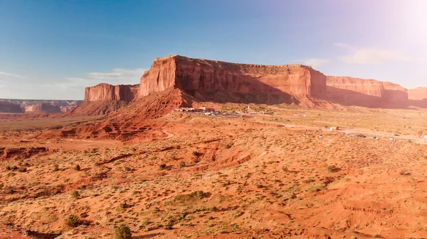 Aerial panoramic view of Monument Valley scenario at sunrise — Stock Photo, Image