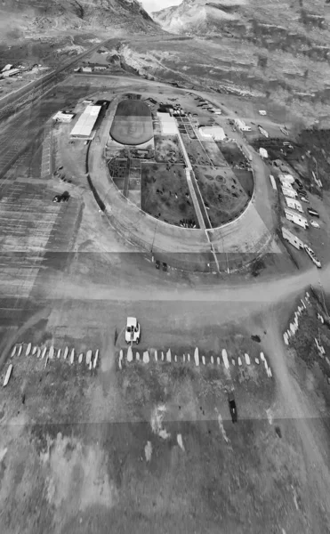 Vista panorâmica aérea aérea do Parque Cody Stampede e do surroun — Fotografia de Stock