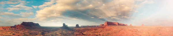 Aerial panoramic view of Monument Valley scenario at sunrise — Stock Photo, Image