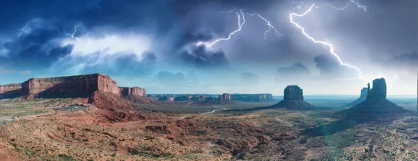 Amazing aerial view of Monument Valley in the Colorado Plateau w