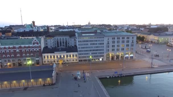 Imágenes Aéreas Ciudad Helsinki Atardecer Finlandia — Vídeo de stock