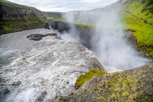 Gullfoss Waterfalls in Iceland on a cloudy day — Stock Photo, Image