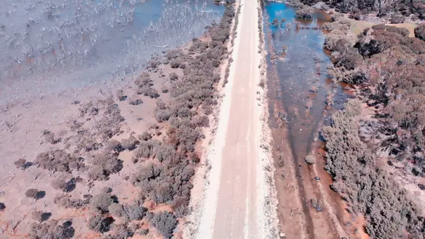 Kangaroo Island swamps and unpaved road, aerial view, South Aust — Stock Photo, Image