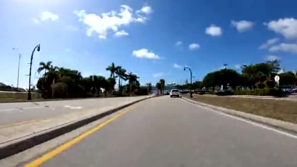 Zeitraffer Pov Filmaufnahmen Von Auto Fahren Macarthur Causeway — Stockvideo