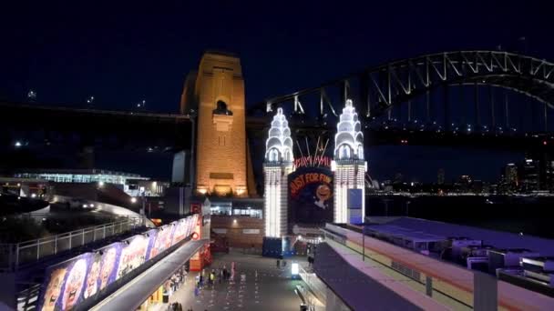 Zdjęcia Lotnicze Sydney Luna Park Nocy — Wideo stockowe